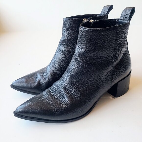 Everlane The Boss Matte Black Pebbled Leather Pointed Toe Ankle Booties Size 5.5 - Picture 8 of 16